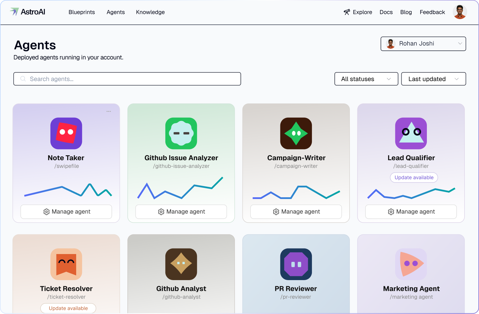Astro AI dashboard overview